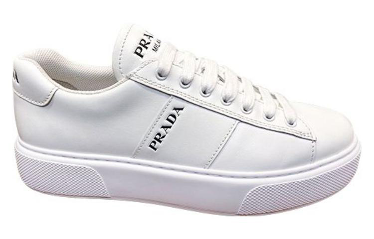 Prada Leather Round-Toe Lace-Up Low-Top Sneaker 'White' 圖 2