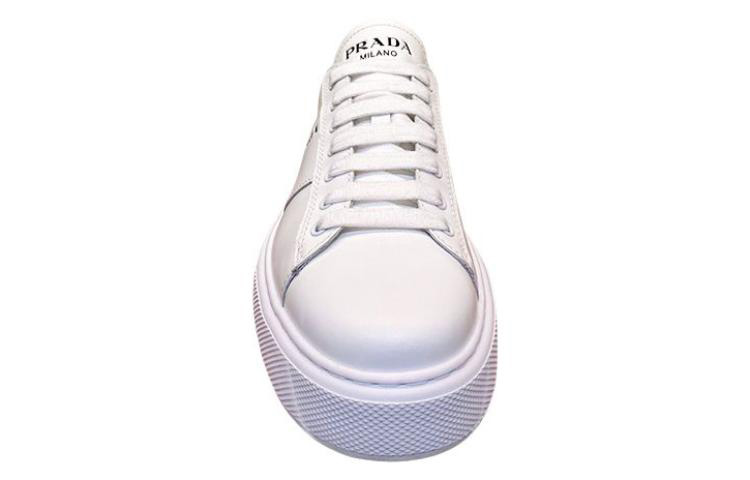 Prada Leather Round-Toe Lace-Up Low-Top Sneaker 'White' 圖 3