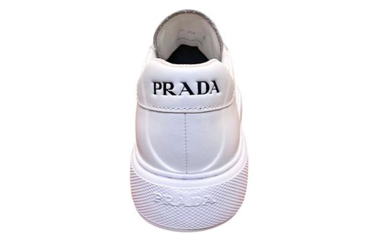 Prada Leather Round-Toe Lace-Up Low-Top Sneaker 'White' 圖 4