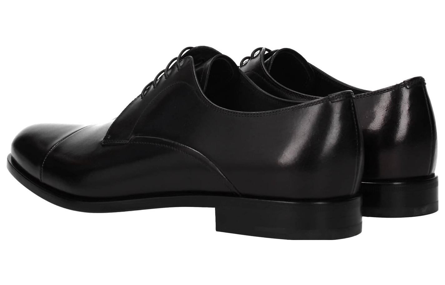 Prada Leather Round-Toe Lace-Up Sneakers 'Black' 圖 4
