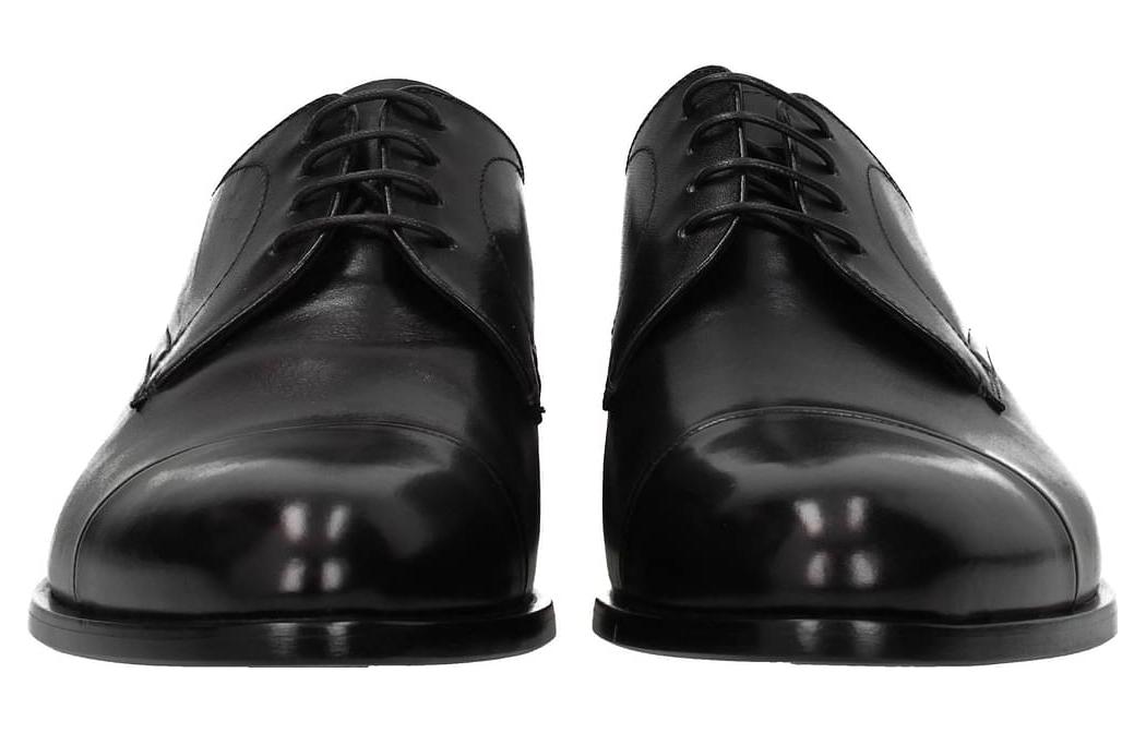 Prada Leather Round-Toe Lace-Up Sneakers 'Black' 圖 5