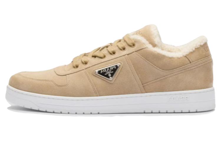 Prada Leather Round-Toe Low-Top Sneakers 'Light Brown'