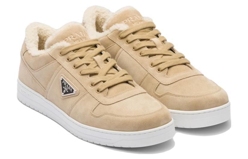 Prada Leather Round-Toe Low-Top Sneakers 'Light Brown' 圖 2