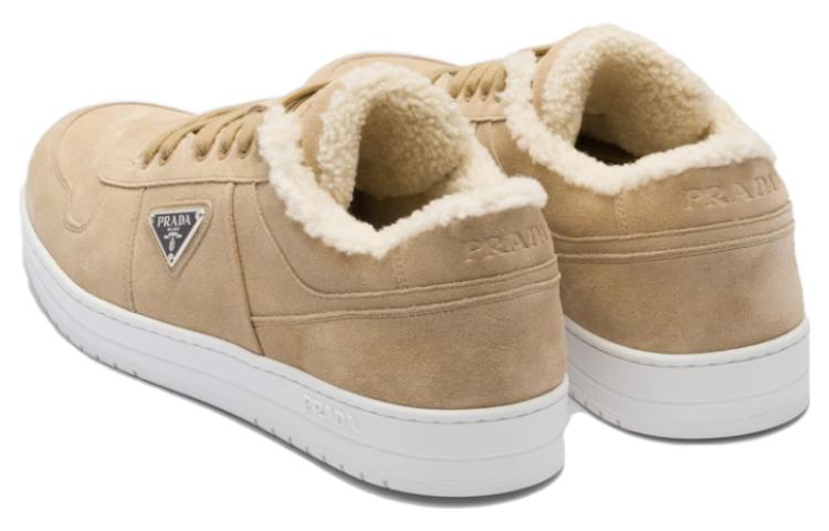 Prada Leather Round-Toe Low-Top Sneakers 'Light Brown' 圖 4