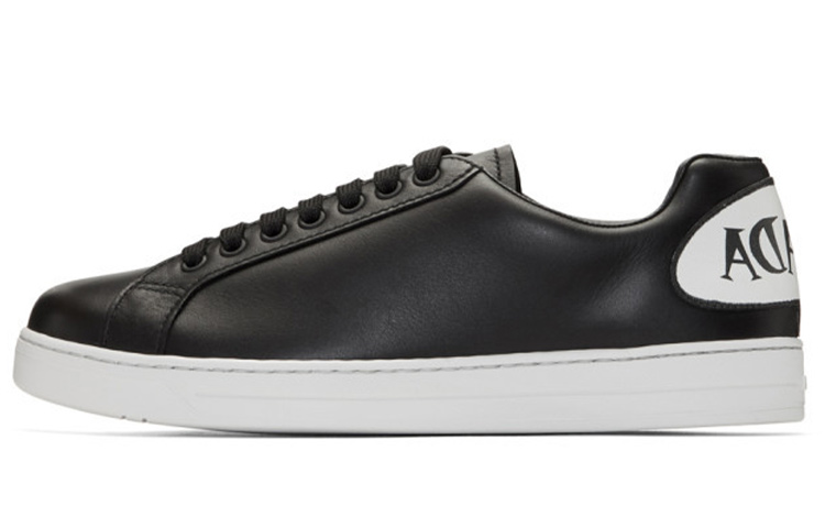 Prada Leather Round-Toe Low Top 'Fashion Print Black'