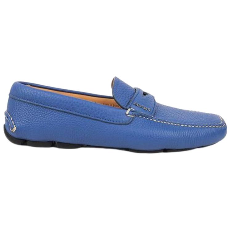 Prada Leather Round-Toe Slip-On 'Blue' 圖 2
