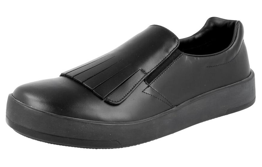 Prada Leather Round-Toe Slip-On Sneaker 'Black' 圖 3