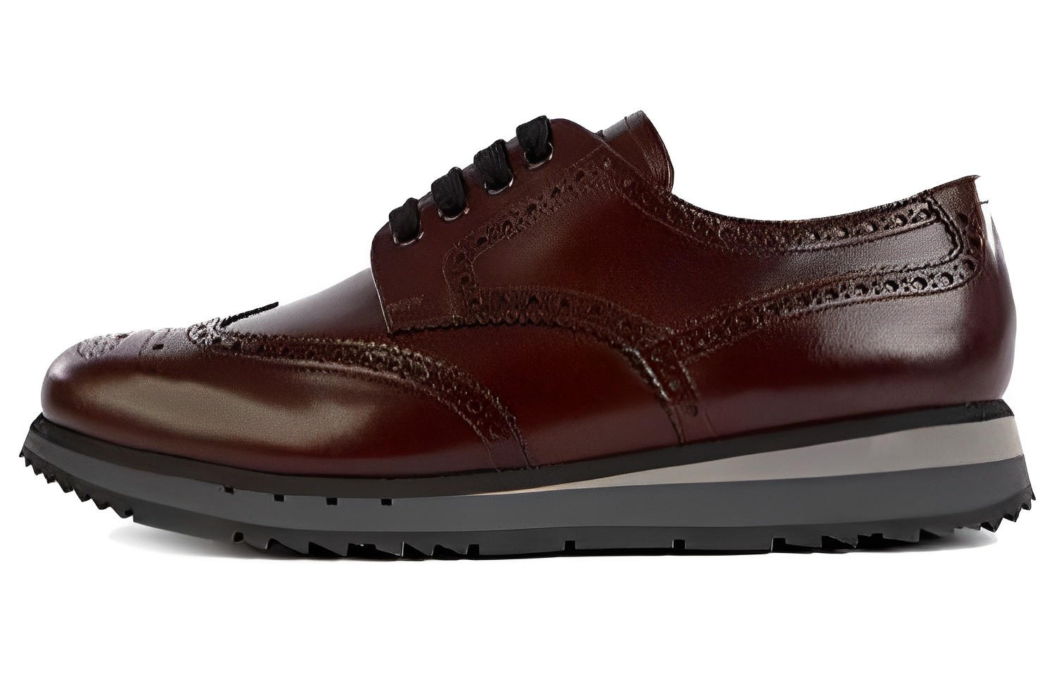 Prada Leather Round Toe Lace-Up Loafers 'Brown'