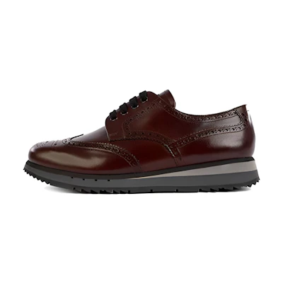 Prada Leather Round Toe Lace-Up Loafers 'Brown'