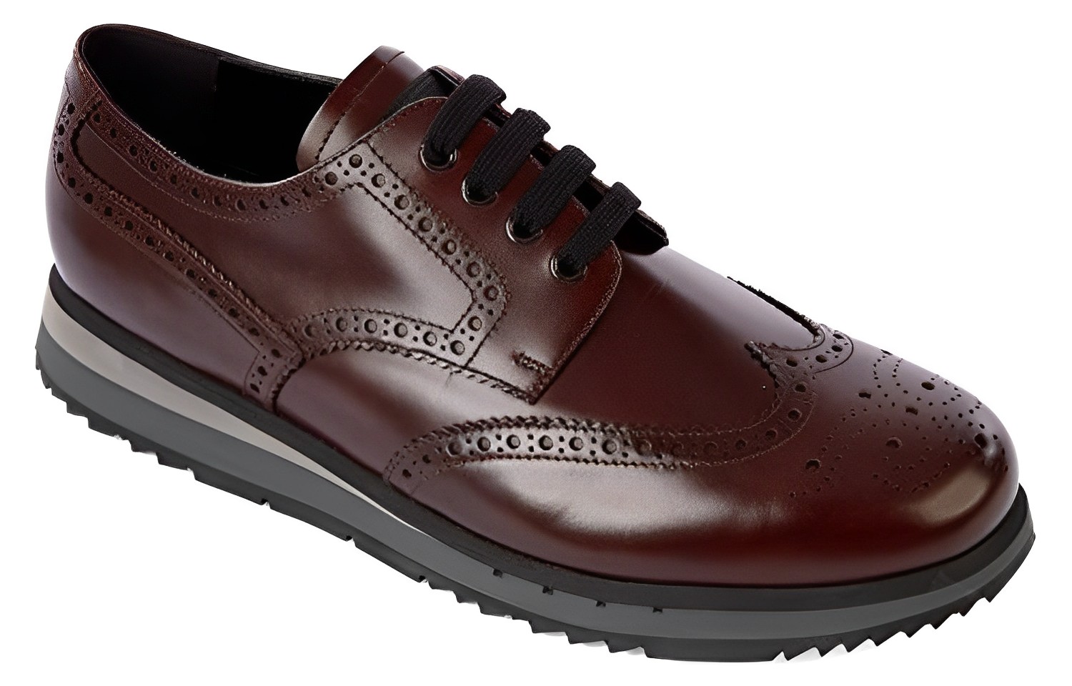 Prada Leather Round Toe Lace-Up Loafers 'Brown' 圖 3