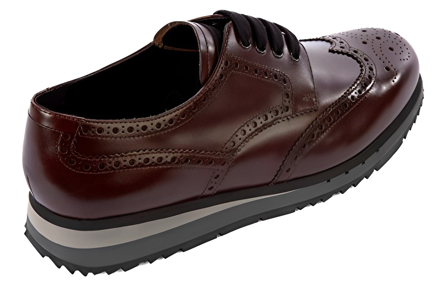 Prada Leather Round Toe Lace-Up Loafers 'Brown' 圖 4