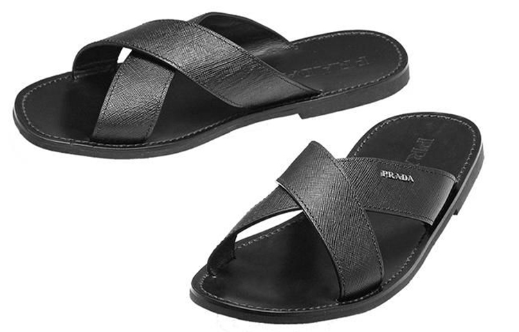 Prada Leather Slip-On Sandals 'Black Fashion' 圖 2