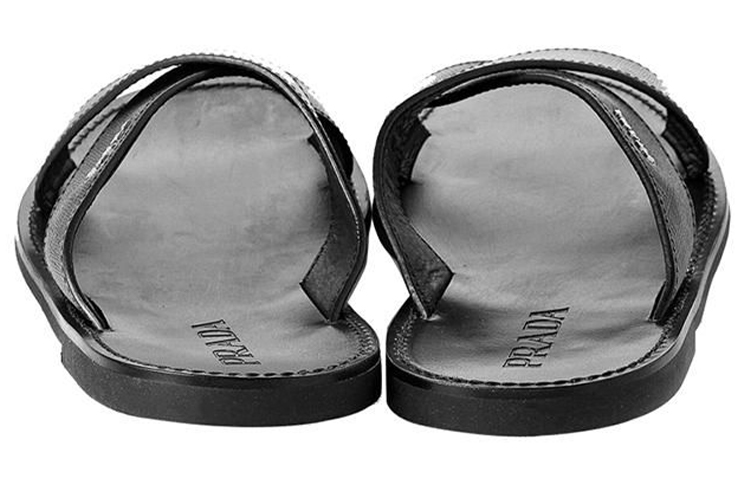 Prada Leather Slip-On Sandals 'Black Fashion' 圖 4