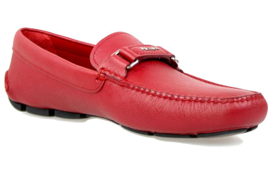 Shop Sneakers Slip-On Kulit Prada 'Merah' 2DD102_053_F0041