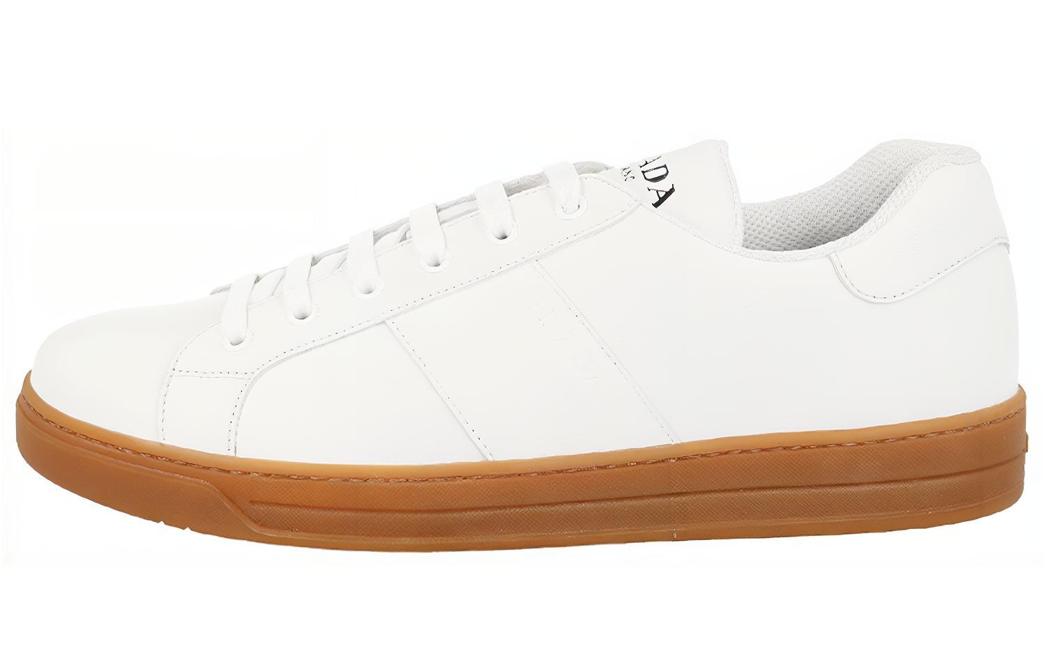 Prada Leather Sneaker 'White Ginger Yellow'