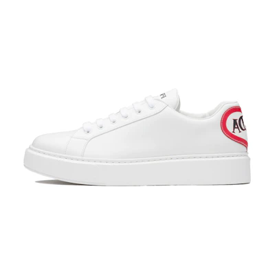 Prada Leather Sneakers 'Red White Heart Tail'