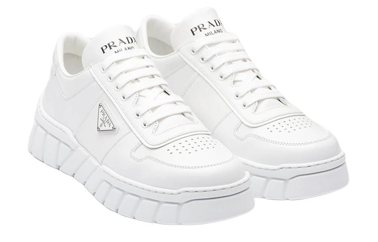 Shop Prada Leren Sneakers ''Wit'' 2EE378_3LJ6_F0009
