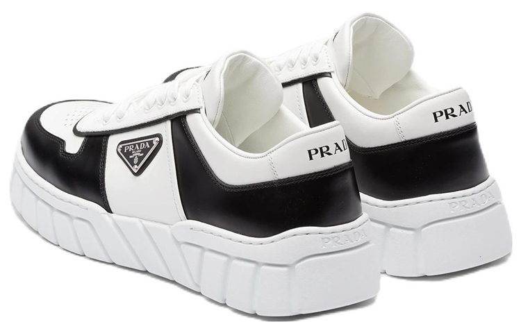 Shop Zapatillas de Cuero Prada 'Blanco Negro' 2EE378_3LJ6_F0964