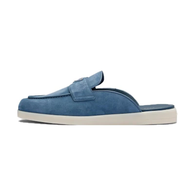 Prada Leather Suede Flat Mule 'Blue'