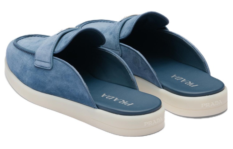 Prada Leather Suede Flat Mule 'Blue' 圖 3