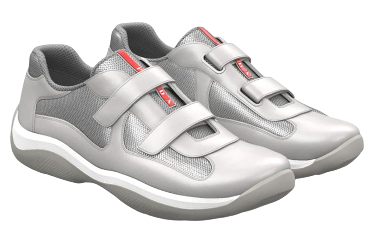 Prada Leather Velcro Low-Top Sneakers 'Grey' 圖 2