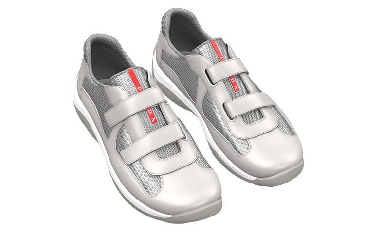 Prada Leather Velcro Low-Top Sneakers 'Grey' 圖 3