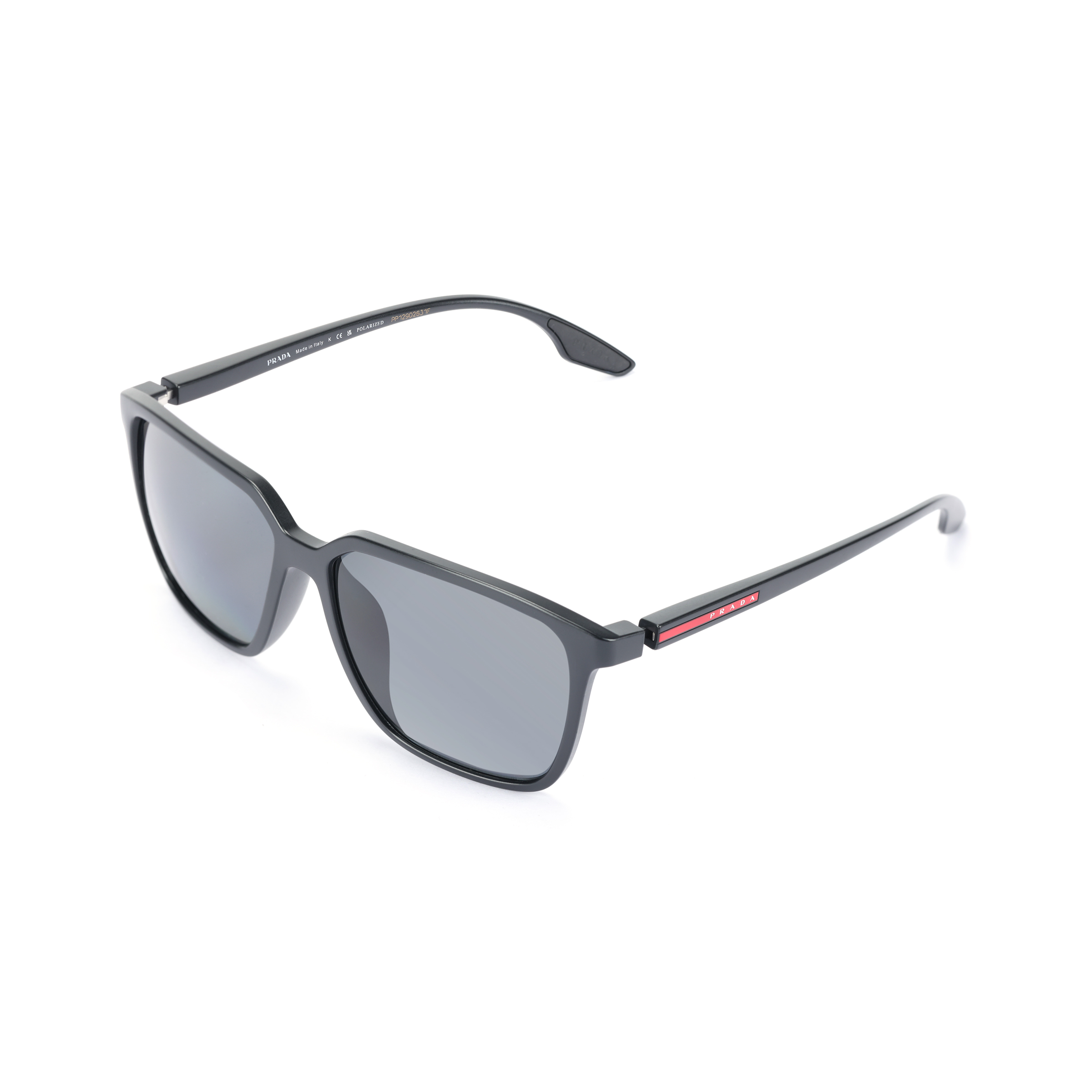 PRADA Lifestyle Polarized Square Sunglasses Matte Black for Men. 0PS06VSF1BO5Z158