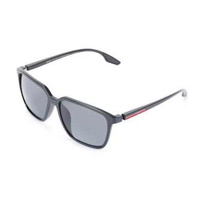 PRADA Lifestyle Polarized Square Sunglasses Matte Black for Men. 0PS06VSF1BO5Z158