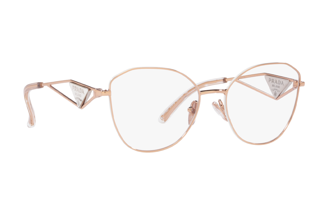 PRADA Lightweight Aluminum Irregular Optical Glasses Unisex Rose Gold PR52ZV SVF1O1
