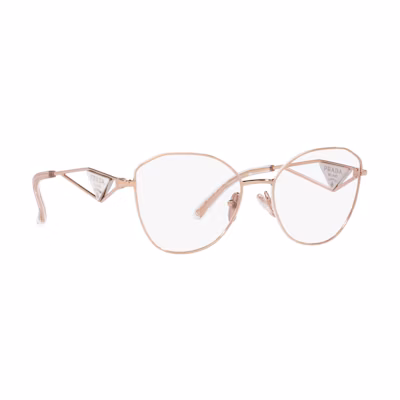 PRADA Lightweight Aluminum Irregular Optical Glasses Unisex Rose Gold PR52ZV SVF1O1