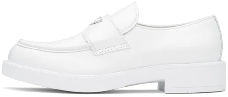 Prada Loafer Datar 'Kulit Putih Mengkilap' 2DE127_055_F0009 Buy Prada Loafer Datar 'Kulit Putih Mengkilap' 2DE127_055_F0009