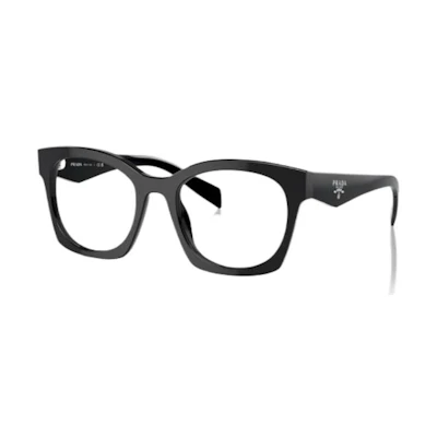 PRADA Logo Black Acetate Irregular Optical Eyeglass Frame for Men PRA05V16K1O1