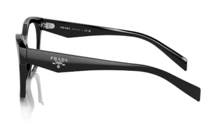 Shop PRADA Logo Hitam Acetate Frame Kacamata Optik Pria Model Tidak Beraturan PRA05V16K1O1