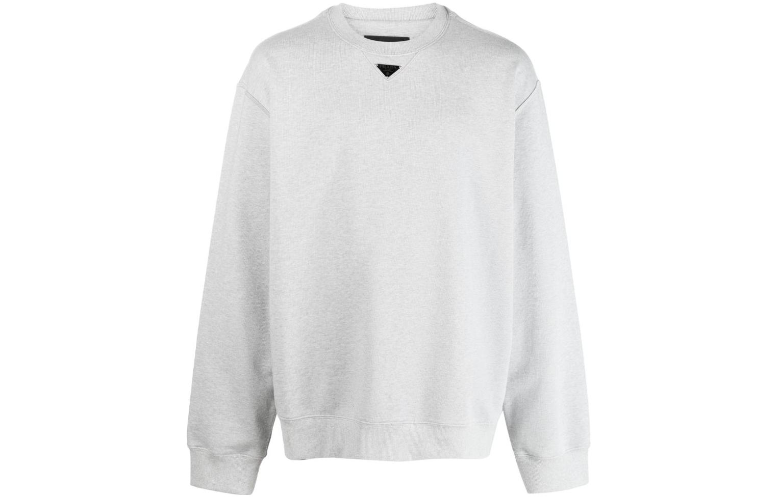 Prada Logo Crewneck Oversized Long Sleeve Sweatshirt Grey - UJL26AS2321XTF