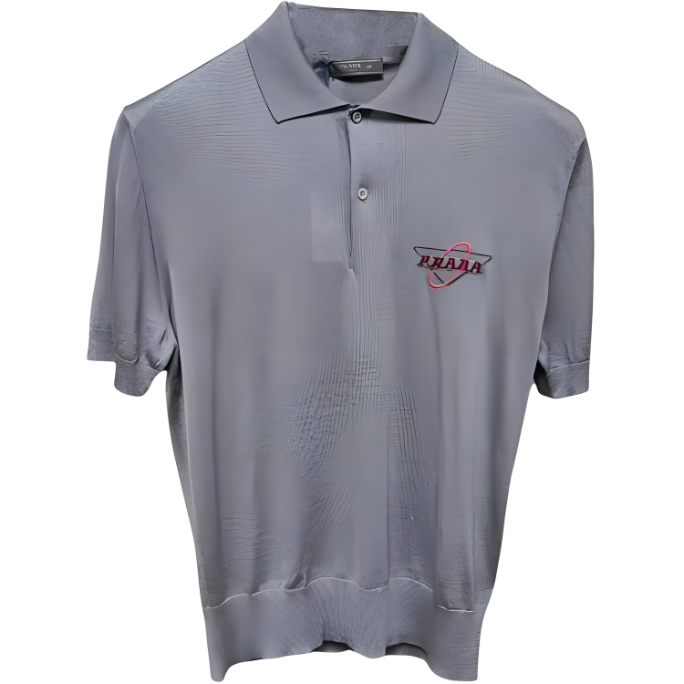 PRADA Logo Embroidered Button Casual Short Sleeve Polo Shirt Men Grey UMB046-1WIO-F0170