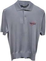 PRADA Logo Embroidered Button Casual Short Sleeve Polo Shirt Men Grey UMB046-1WIO-F0170 PRADA Logo Embroidered Button Casual Short Sleeve Polo Shirt Men Grey UMB046-1WIO-F0170