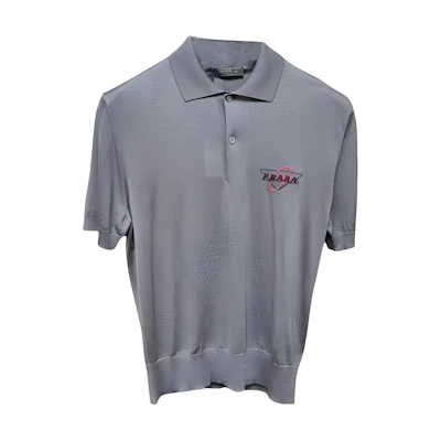 PRADA Logo Embroidered Button Casual Short Sleeve Polo Shirt Men Grey UMB046-1WIO-F0170
