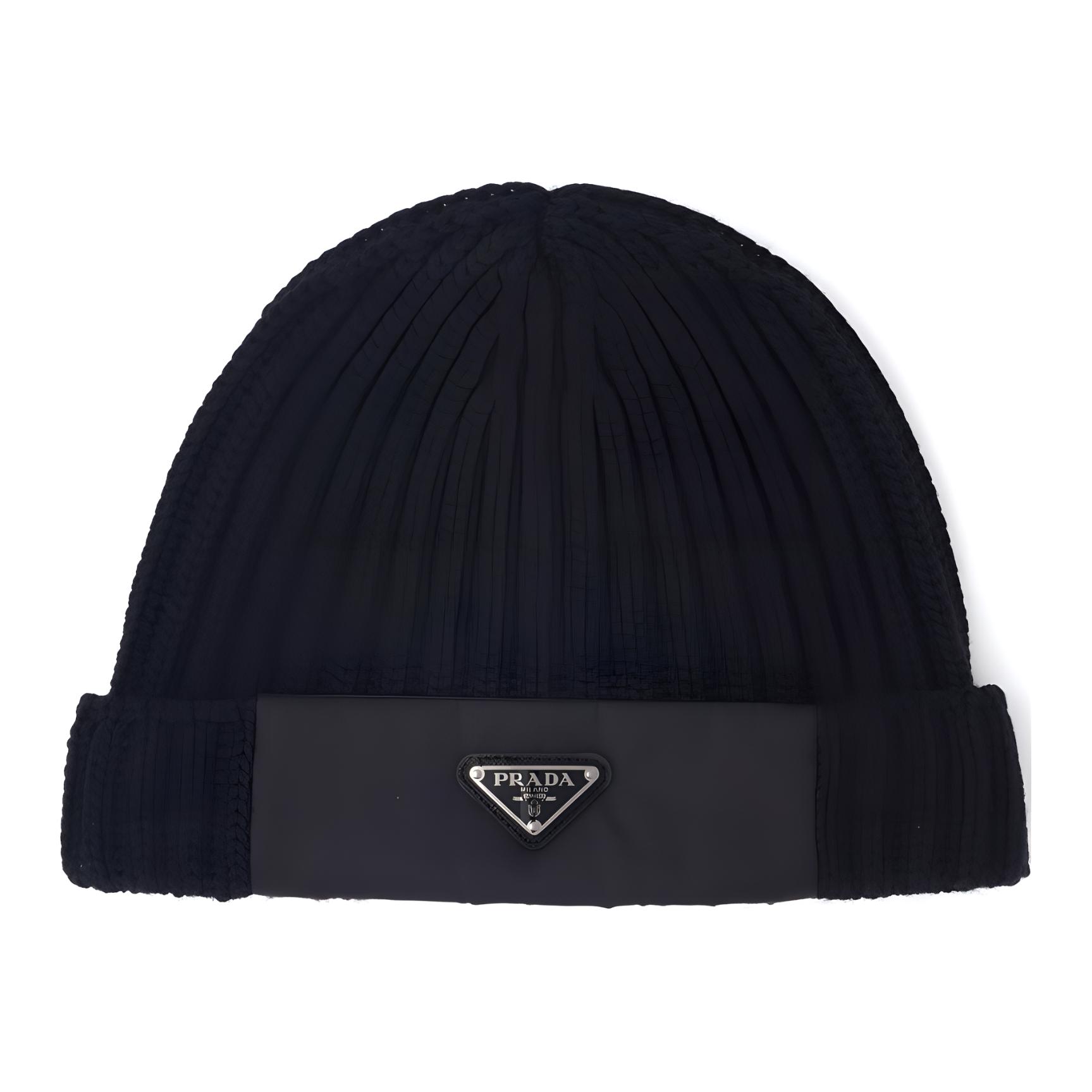 PRADA Logo Knit Wool Beanie Hat UMD446-1WTO-F0002-S-202