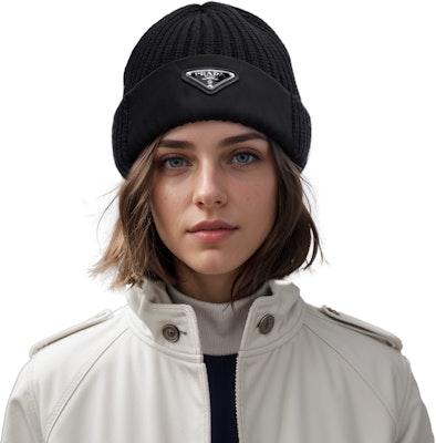 PRADA 羊毛針織Logo毛帽 UMD446-1WTO-F0002-S-202 Shop PRADA 羊毛針織Logo毛帽 UMD446-1WTO-F0002-S-202