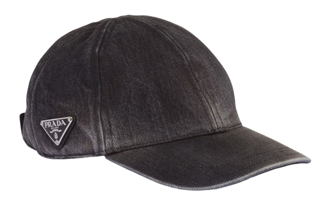 PRADA Logo Patch Washed Grey Baseball Cap for Men. 2HC27412K8