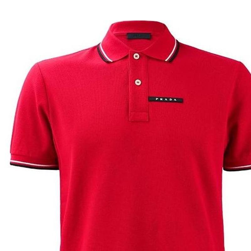 Lookbook 普拉达徽标印花酒红色短袖POLO衫 SJN256-322-F01JQ-BORDEAUX