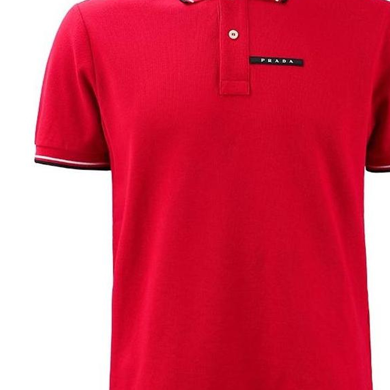 Shop 普拉达徽标印花酒红色短袖POLO衫 SJN256-322-F01JQ-BORDEAUX