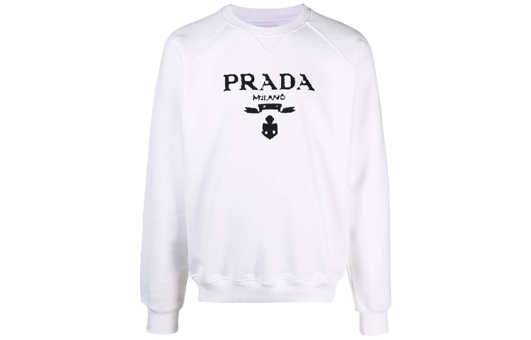 Prada Logo Print White Long Sleeve Sweatshirt Unisex UJL190S2021YYB-F0N40
