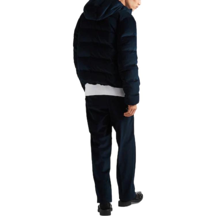 Shop PRADA Logo Puffer Down Jacket Peacock Green  Long Sleeve Coat. SGC072-1RL7-F0SVF-S-221