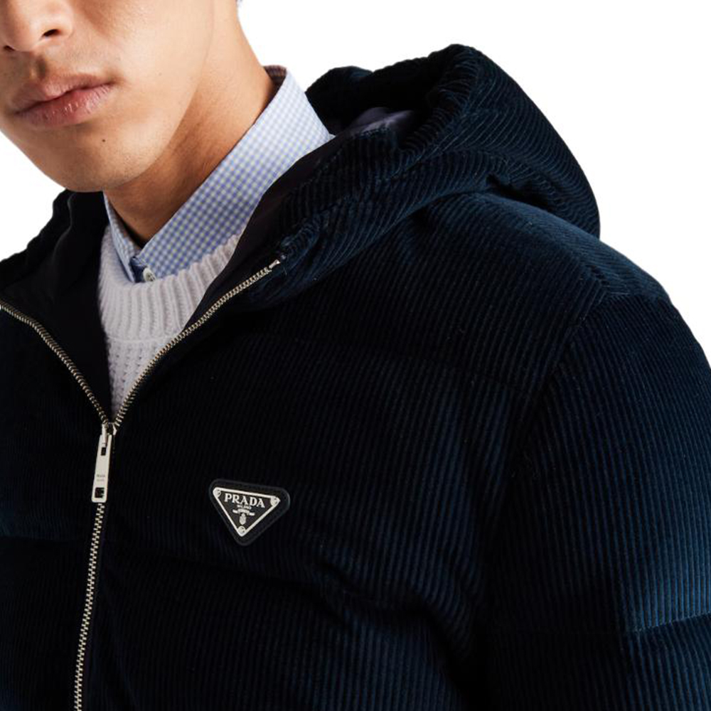 Details for PRADA Logo Puffer Down Jacket Peacock Green  Long Sleeve Coat. SGC072-1RL7-F0SVF-S-221