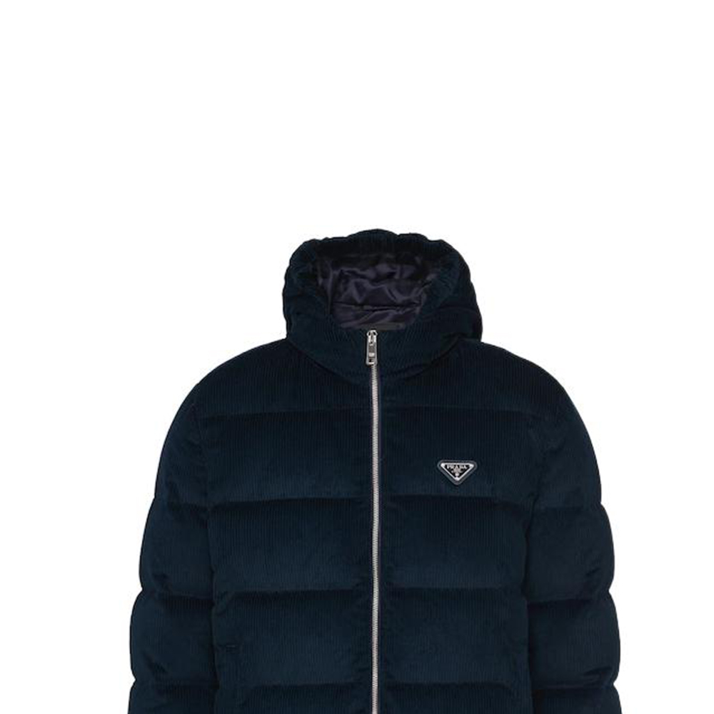 Sizing PRADA Logo Puffer Down Jacket Peacock Green  Long Sleeve Coat. SGC072-1RL7-F0SVF-S-221