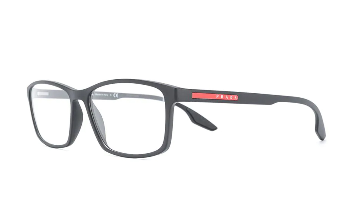 PRADA Logo Rectangular Optical Eyeglasses for Men - Black PS04MV1BO1O1