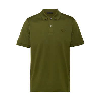 Prada Logo Slim Fit Short Sleeve Polo Shirt Men’s Army Green. UJN444-XGS-F0161-S-WEO