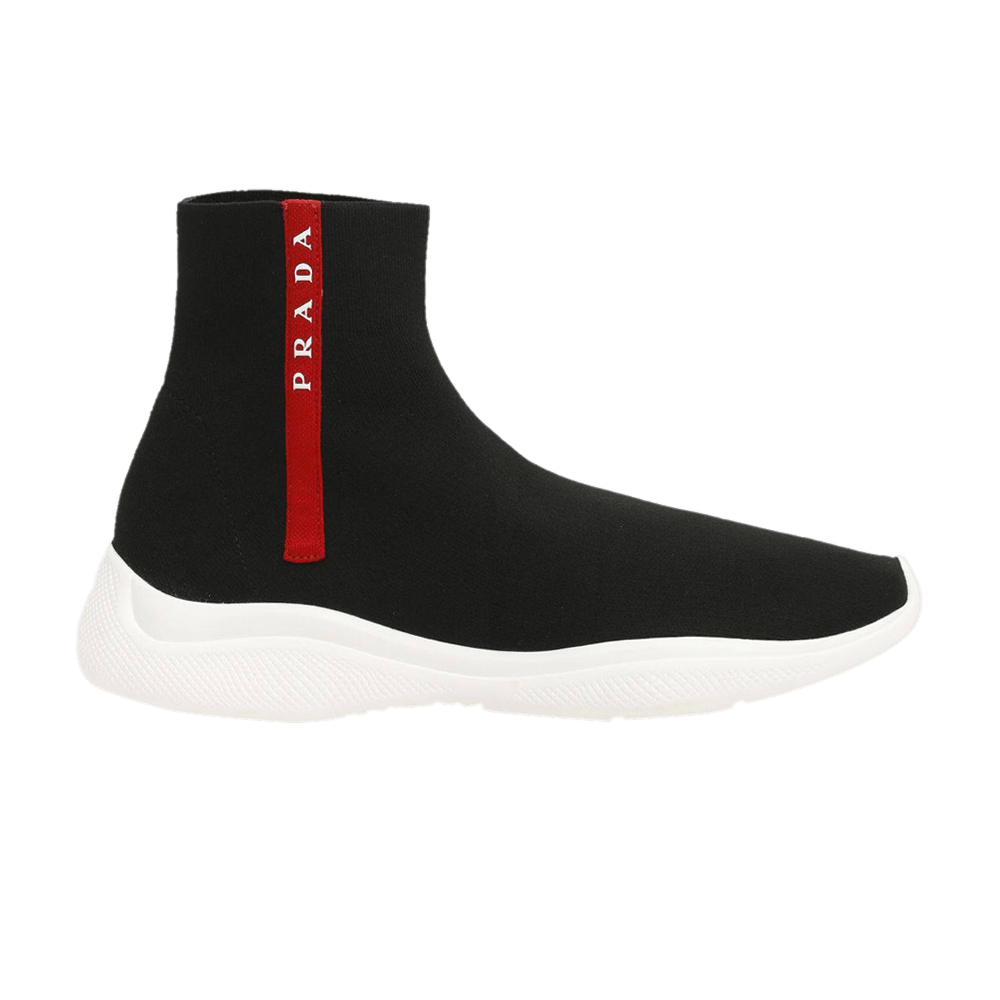 Buy 프라다 로고 니트 삭스 하이 블랙/화이트 4T3351-2OA8-F0967