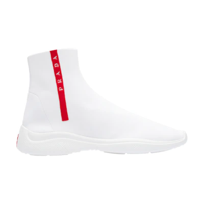 Prada Logo Sock Knit High 'White'